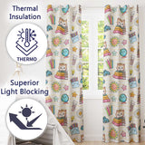 Cute Kawaii School Cat Books Crayons Yellow Lines Seamless Pattern  Readymade Eyelet Ring Top Thermal 100% Blackout Curtains