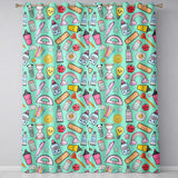 Cute Kawaii School Supplies Rainbow Apple Glue Green Seamless Pattern  Readymade Eyelet Ring Top Thermal 100% Blackout Curtains