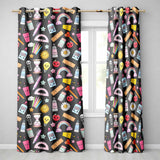 Cute Kawaii School Supplies Rainbow Apple Glue Dark Seamless Pattern  Readymade Eyelet Ring Top Thermal 100% Blackout Curtains