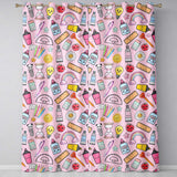Cute Kawaii School Supplies Rainbow Apple Glue Pink Seamless Pattern  Readymade Eyelet Ring Top Thermal 100% Blackout Curtains