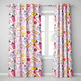 Cute Kawaii School Supplies Rainbow Apple Glue Pink Seamless Pattern  Readymade Eyelet Ring Top Thermal 100% Blackout Curtains