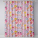 Cute Kawaii School Supplies Glue Rainbow Apple Pink Background Seamless Pattern  Readymade Eyelet Ring Top Thermal 100% Blackout Curtains