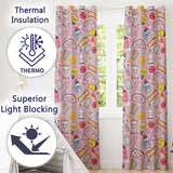 Cute Kawaii School Supplies Glue Rainbow Apple Pink Background Seamless Pattern  Readymade Eyelet Ring Top Thermal 100% Blackout Curtains