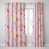 Cute Kawaii School Supplies Glue Rainbow Apple Pink Background Seamless Pattern  Readymade Eyelet Ring Top Thermal 100% Blackout Curtains