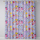 Cute Kawaii School Supplies  Rainbow Apple Purple Background Seamless Pattern  Readymade Eyelet Ring Top Thermal 100% Blackout Curtains