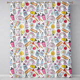 Cute Kawaii School Supplies Glue Rainbow Apple Grey Background Seamless Pattern  Readymade Eyelet Ring Top Thermal 100% Blackout Curtains