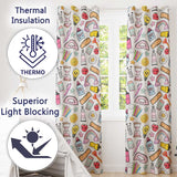 Cute Kawaii School Supplies Glue Rainbow Apple Grey Background Seamless Pattern  Readymade Eyelet Ring Top Thermal 100% Blackout Curtains