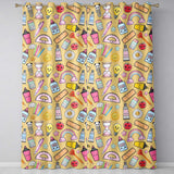 Cute Kawaii School Supplies Rainbow Apple Yellow Background Seamless Pattern  Readymade Eyelet Ring Top Thermal 100% Blackout Curtains