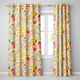 Cute Kawaii School Supplies Rainbow Apple Yellow Background Seamless Pattern  Readymade Eyelet Ring Top Thermal 100% Blackout Curtains