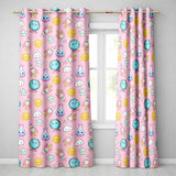 Cute Kawaii Space Rockets Planets Globes Suns Stars Pink Seamless Pattern  Readymade Eyelet Ring Top Thermal 100% Blackout Curtains