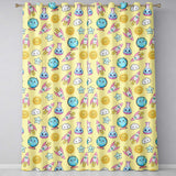 Cute Kawaii Space Rockets Planets Globes Suns Stars Yellow Seamless Pattern  Readymade Eyelet Ring Top Thermal 100% Blackout Curtains