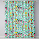 Cute Kawaii School Supplies Glue Ruler Rainbow Apple Green Seamless Pattern  Readymade Eyelet Ring Top Thermal 100% Blackout Curtains