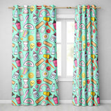 Cute Kawaii School Supplies Glue Ruler Rainbow Apple Green Seamless Pattern  Readymade Eyelet Ring Top Thermal 100% Blackout Curtains