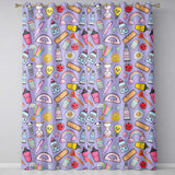 School Supplies Purple Background Rainbow Apple Glue Pen Ruler Seamless Pattern  Readymade Eyelet Ring Top Thermal 100% Blackout Curtains