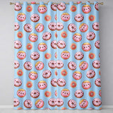 Cute Kawaii Donuts Sky Blue Frosted Sweet Dessert Seamless Pattern  Readymade Eyelet Ring Top Thermal 100% Blackout Curtains