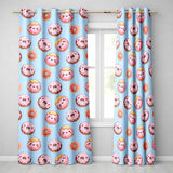 Cute Kawaii Donuts Sky Blue Frosted Sweet Dessert Seamless Pattern  Readymade Eyelet Ring Top Thermal 100% Blackout Curtains