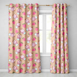 Cute Strawberry Milkshake Cupcake Peach Background Seamless Pattern  Readymade Eyelet Ring Top Thermal 100% Blackout Curtains