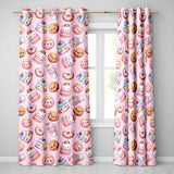 Cute Kawaii Donuts Cakes Desserts Soft Pink Background Seamless Pattern  Readymade Eyelet Ring Top Thermal 100% Blackout Curtains