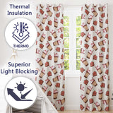 Cute Chocolate Strawberry Milkshake Light Grey Background Seamless Pattern  Readymade Eyelet Ring Top Thermal 100% Blackout Curtains