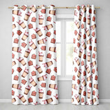 Cute Chocolate Strawberry Milkshake Light Grey Background Seamless Pattern  Readymade Eyelet Ring Top Thermal 100% Blackout Curtains