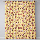 Cute Chocolate Strawberry Milkshake Yellow Background Seamless Pattern  Readymade Eyelet Ring Top Thermal 100% Blackout Curtains