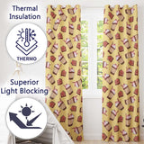 Cute Chocolate Strawberry Milkshake Yellow Background Seamless Pattern  Readymade Eyelet Ring Top Thermal 100% Blackout Curtains