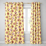 Cute Chocolate Strawberry Milkshake Yellow Background Seamless Pattern  Readymade Eyelet Ring Top Thermal 100% Blackout Curtains