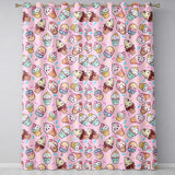 Cute Kawaii Ice Cream Desserts on Pink Background Seamless Pattern  Readymade Eyelet Ring Top Thermal 100% Blackout Curtains