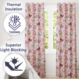 Cute Kawaii Ice Cream Desserts on Pink Background Seamless Pattern  Readymade Eyelet Ring Top Thermal 100% Blackout Curtains
