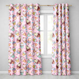 Cute Kawaii Ice Cream Desserts on Pink Background Seamless Pattern  Readymade Eyelet Ring Top Thermal 100% Blackout Curtains