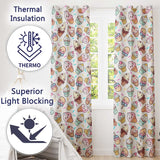 Cute Kawaii Ice Cream Desserts on Grey Background Seamless Pattern  Readymade Eyelet Ring Top Thermal 100% Blackout Curtains