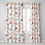 Cute Kawaii Ice Cream Desserts on Grey Background Seamless Pattern  Readymade Eyelet Ring Top Thermal 100% Blackout Curtains