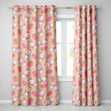 Cute Strawberry Cupcakes with Pink Frosting Beige Background Seamless Pattern  Readymade Eyelet Ring Top Thermal 100% Blackout Curtains