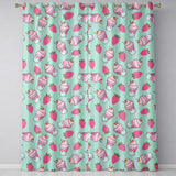 Cute Strawberry Cupcakes and Sweet Treats on Mint Background Seamless Pattern  Readymade Eyelet Ring Top Thermal 100% Blackout Curtains