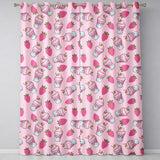 Strawberry Cupcakes and Sweet Treats on Blush Pink Background Seamless Pattern  Readymade Eyelet Ring Top Thermal 100% Blackout Curtains