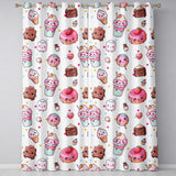 Kawaii Dessert and Donuts with Strawberry on Cream Background Seamless Pattern  Readymade Eyelet Ring Top Thermal 100% Blackout Curtains