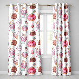 Kawaii Dessert and Donuts with Strawberry on Cream Background Seamless Pattern  Readymade Eyelet Ring Top Thermal 100% Blackout Curtains