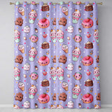 Kawaii Desserts Cupcake Donut and Sweets on Purple Background Seamless Pattern  Readymade Eyelet Ring Top Thermal 100% Blackout Curtains