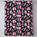 Valentines Love Hearts Gifts Syringe Candy Black Background Seamless Pattern  Readymade Eyelet Ring Top Thermal 100% Blackout Curtains