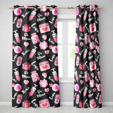Valentines Love Hearts Gifts Syringe Candy Black Background Seamless Pattern  Readymade Eyelet Ring Top Thermal 100% Blackout Curtains