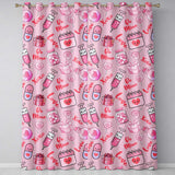 Valentines Love Hearts Gifts Candy Syringe Pink Background Seamless Pattern  Readymade Eyelet Ring Top Thermal 100% Blackout Curtains