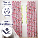Valentines Love Hearts Gifts Candy Syringe Pink Background Seamless Pattern  Readymade Eyelet Ring Top Thermal 100% Blackout Curtains