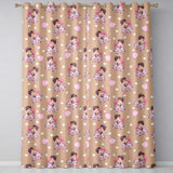 Valentines Love Couple Kissing Floral Hearts Brown Background Seamless Pattern  Readymade Eyelet Ring Top Thermal 100% Blackout Curtains
