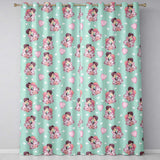 Valentines Love Couple Kissing Floral Hearts Green Background Seamless Pattern  Readymade Eyelet Ring Top Thermal 100% Blackout Curtains