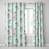 Valentines Love Couple Kissing Floral Hearts Green Background Seamless Pattern  Readymade Eyelet Ring Top Thermal 100% Blackout Curtains