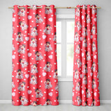 Valentines Couple Kissing Floral  Balloon Red Background Seamless Pattern Readymade Eyelet Ring Top Thermal 100% Blackout Curtains