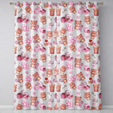 Cute Teddy Bears Hearts Gifts Floral Valentines Seamless Pattern  Readymade Eyelet Ring Top Thermal 100% Blackout Curtains