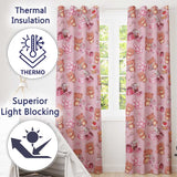 Cute Teddy Bears Hearts Balloons Gifts Blush Pink Seamless Pattern  Readymade Eyelet Ring Top Thermal 100% Blackout Curtains