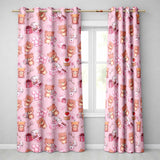 Cute Teddy Bears Hearts Balloons Gifts Blush Pink Seamless Pattern  Readymade Eyelet Ring Top Thermal 100% Blackout Curtains