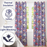Cute Cupid Angels Hearts Sweets Violet Seamless Pattern  Readymade Eyelet Ring Top Thermal 100% Blackout Curtains